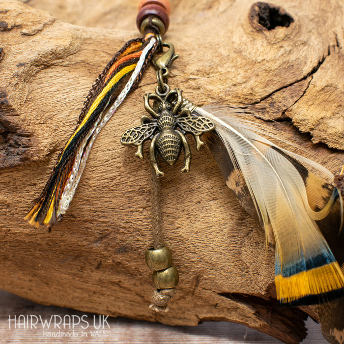 Bumble Bee and Dangle Feather Charm.