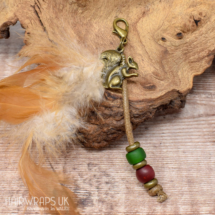 Squirrel and Feather Dangle Charm.