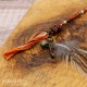 Bell and Amber Bead Feather Dangle Charm.