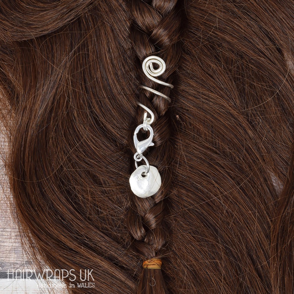 Handmade Tibetan Silver Cuff for Dreads with Disc Charm