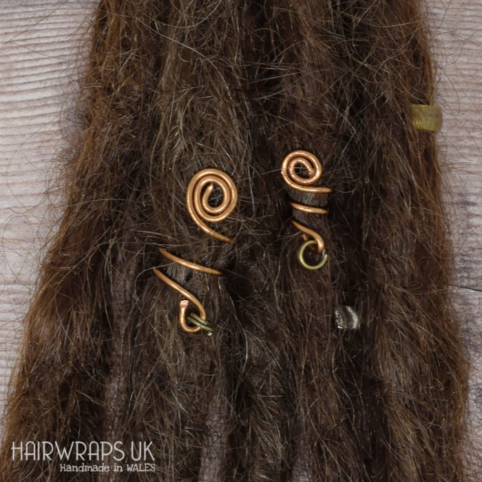 Handmade Tibetan Bronze Cuff for Dreads with Foraged Welsh Shell Charm