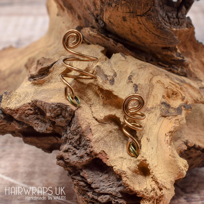 Handmade Tibetan Bronze Cuff for Dreads with Foraged Welsh Shell Charm