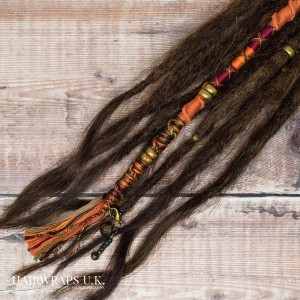 Vegan, 100% Wool-free Orange and Brown Cotton Dread Wrap for Dreadlocks or loose hair - Earth Tribe..