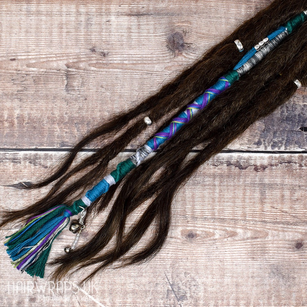 Cotton Hair Wrap for Dreads or loose hair. Wool-free Dread Wrap - Emerald Shadow.
