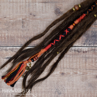 Vegan hair extension, Chunky Accent Lock for loose hair or dreads – Inferno.