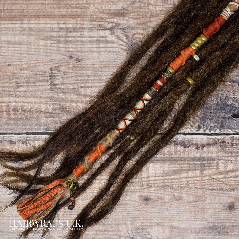 Chunky Vegan Dreadlock Wrap, Accent Loc, Cotton Hair Wrap for Dreads or loose hair – Pumpkin Spice.