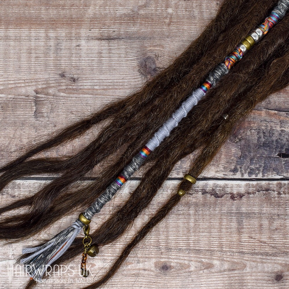 Vegan, 100% Wool-free Cotton Dread Wrap for Dreadlocks or loose hair - Rainbow Dust.
