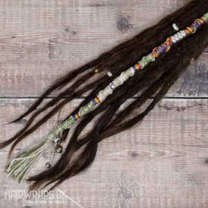Vegan, Plastic-free Dread Wrap, Cotton Hair Wrap for Dreadlocks or natural hair - Rainbow Mist.