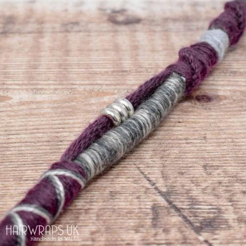 Dreadlock hair wrap. Chunky accent lock for Dreads or loose Hair - Silver Moonshine.