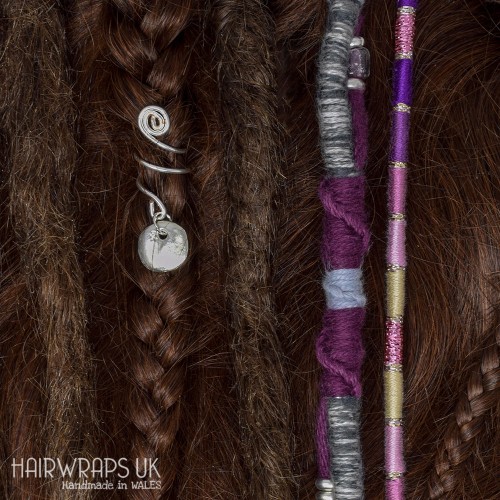 Set of Matching Dread Wrap, Hair Wrap, and Cuff - Elfin Moonshine Set.