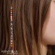 Removable Brown, Black, Orange, and Cream Hair Wrap with Wooden Beads - Autumn Blaze.
