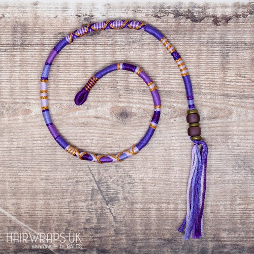 Removable Purple and Lilac Hair Wrap with Glass Beads – Bluebell.