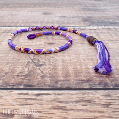 Removable Purple and Lilac Hair Wrap with Glass Beads – Bluebell.