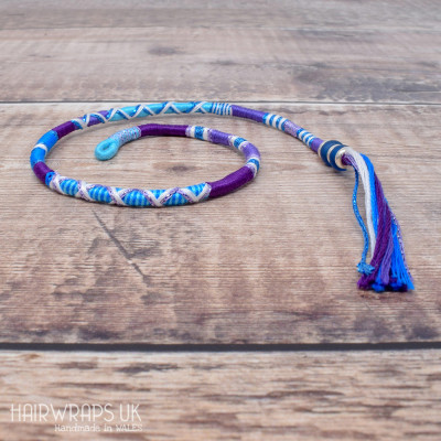 Removable Blue and Purple Hair Wrap with Glass Beads – Cosmic.
