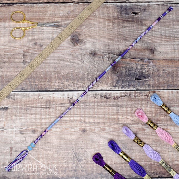 Removable Purple, Pink and Blue Hair Wrap with Glass Beads – Faerie.