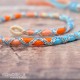 Removable Blue and Orange Hair Wrap with Glass Beads - Fairy Sunset.