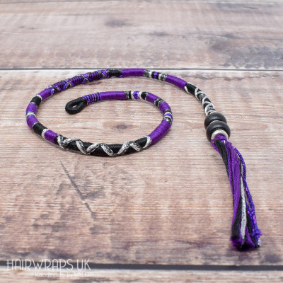 Removable Black and Purple Hair Wrap with Wooden Beads - Golly Goth.