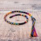 Removable Black and Dark Rainbow Hair Wrap with Wooden Beads - Gothic Rainbow.