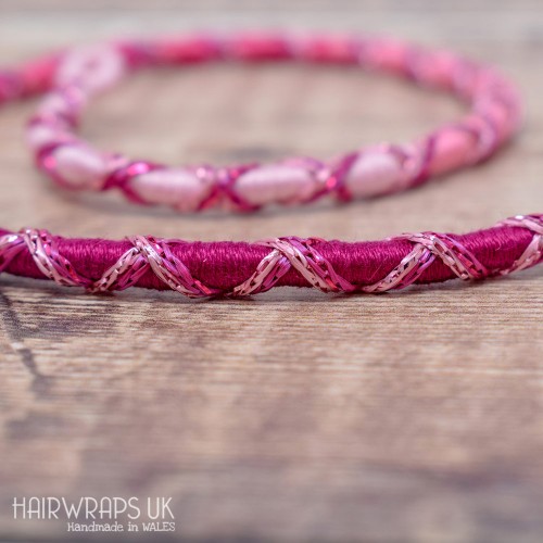 Removable Pink Ombre Hair Wrap with Glass Beads - Pixie Blush.