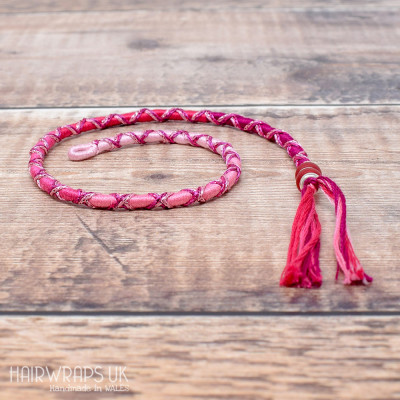 Removable Pink Ombre Hair Wrap with Glass Beads - Pixie Blush.