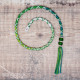 Removable Green Ombre Criss-Cross Hair Wrap with Glass Beads - Pixie Leaf.