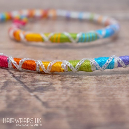 Removable Rainbow Hair Wrap with Glass beads - Rainbow Unicorn.