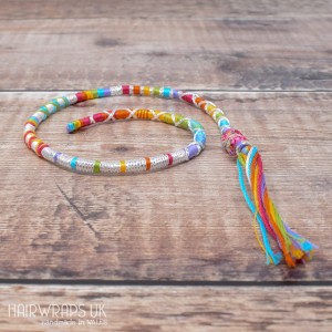 Removable Rainbow Hair Wrap with Glass beads - Rainbow Unicorn.