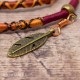 Removable Deep Red, Orange, and Brown Hair Wrap with Wooden Beads and Bronze Charms - Rusty Sparrow.