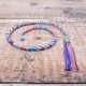 Removable Blue, Pink, and Purple Hair Wrap with Glass Beads – Silence.