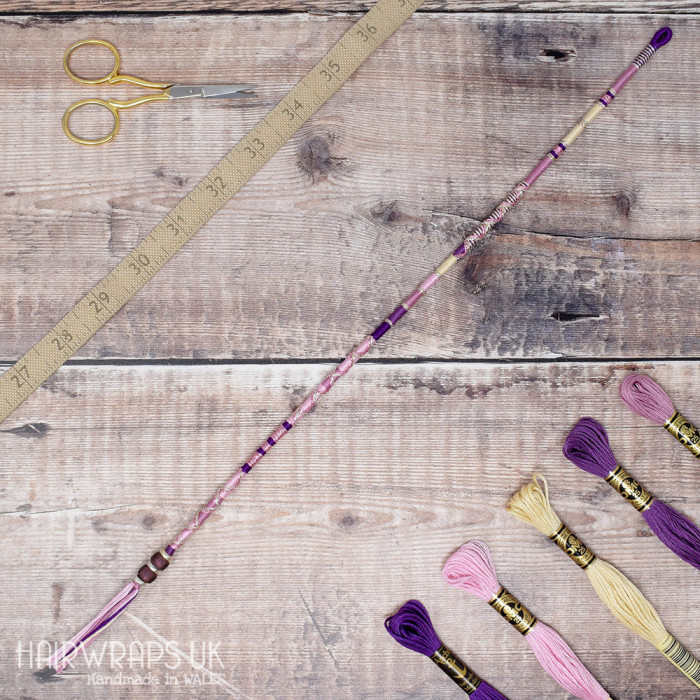 Removable Pink, Purple, and Cream Hair Wrap with Glass Beads – Soulmate.