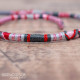 Removable Pink, Red, and Grey Hair Wrap with Glass beads - Stone Heart.