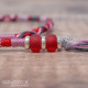 Removable Pink, Red, and Grey Hair Wrap with Glass beads - Stone Heart.