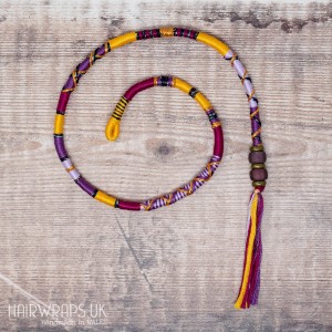 Removable Yellow and Purple Hair Wrap with Glass Beads – Voodoo.