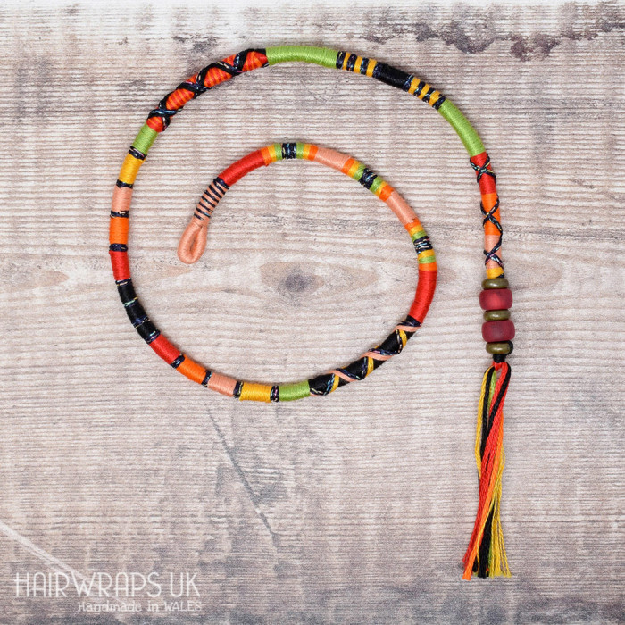 Removable Black, Red, and Green Hair Wrap with Glass Beads – Whiplash.