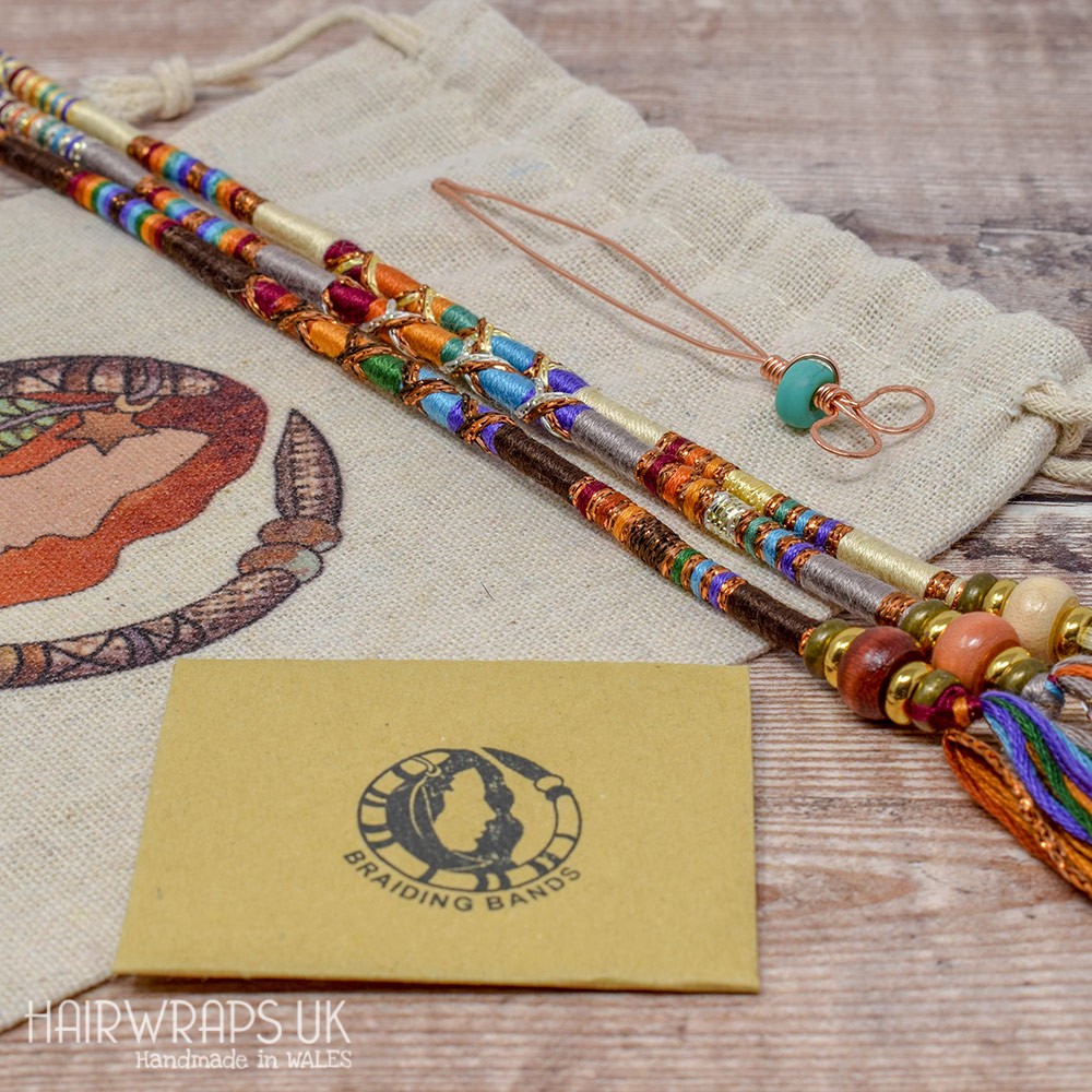 Gift Set of Three Matching Hair Wraps - Rainbow Set.
