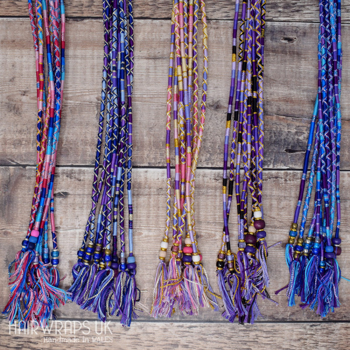 Wholesale Hair Wraps. Wooden / Glass / Metal Beads. Mixed colours and lengths. (Pack of 100)