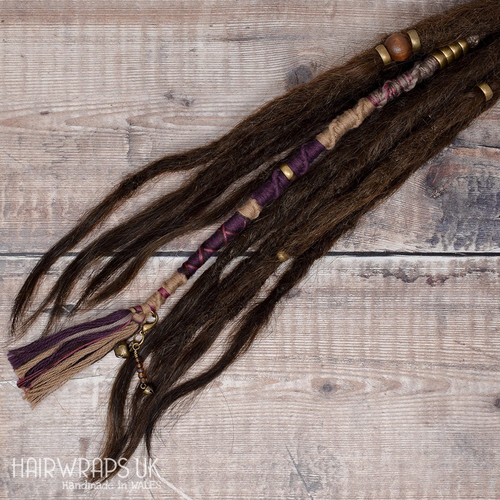 100% Cotton, Wool Free Vegan Chunky Dreadlock Hair Wrap - Natural Plum